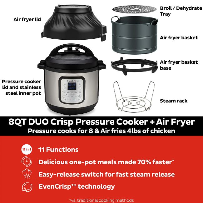 Instant Pot Duo Crisp 7,6L multicooker met airfryer