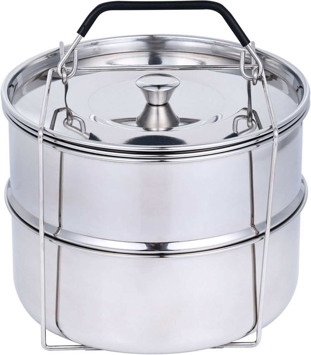 Ziva stackable stainless steel double steamer basket with lid