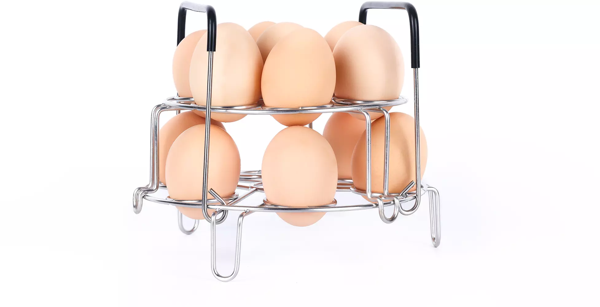 Ziva 2-laags RVS Eieren stoomrek met hittenbestendige handgrepen