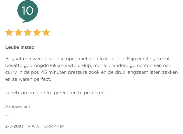 Instant Pot Kiyoh Beoordeling Review