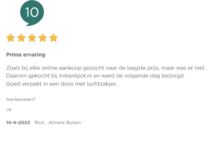 Instant Pot Kiyoh Beoordeling Review