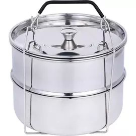 Ziva stapelbare RVS pot in pot mand met deksel