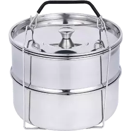 Ziva stapelbare RVS pot in pot mand met deksel