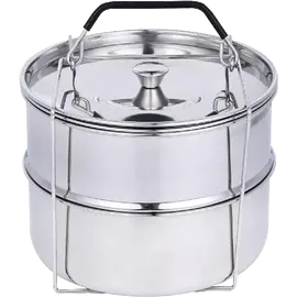Ziva stackable stainless steel pot-in-pot steamer basket with lid (Second Chance)