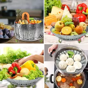 Ziva - Foldable steam rack - Stainless Steel - 11inch (Φ28cm)