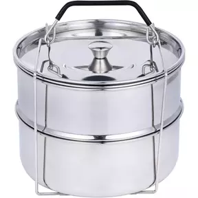 Ziva stapelbare RVS pot in pot stoommand met deksel