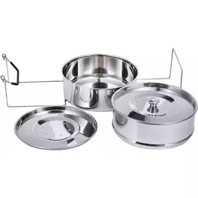 Ziva stapelbare RVS pot in pot stoommand met deksel