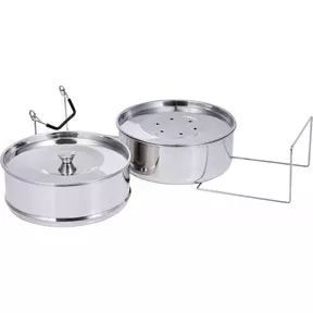 Ziva stapelbare RVS pot in pot stoommand met deksel