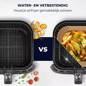 Ziva Airfryer Bakpapier Papieren Inlegvellen Wegwerp Bakjes Vierkant 20cm (250 stuks)