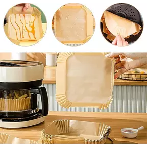 Ziva Airfryer Bakpapier Papieren Inlegvellen Wegwerp Bakjes Vierkant 20cm (250 stuks)