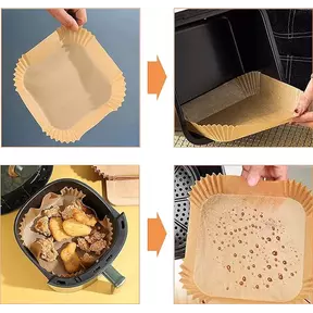 Ziva Airfryer Bakpapier Papieren Inlegvellen Wegwerp Bakjes Vierkant 20cm (250 stuks)