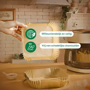 Ziva Airfryer Bakpapier Papieren Inlegvellen Wegwerp Bakjes Vierkant 20cm (250 stuks)