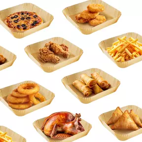 Ziva Airfryer Bakpapier Papieren Inlegvellen Wegwerp Bakjes Vierkant 20cm (250 stuks)