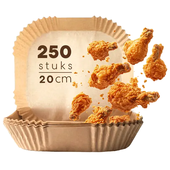 Ziva Airfryer Bakpapier Papieren Inlegvellen Wegwerp Bakjes Vierkant 20cm (250 stuks)