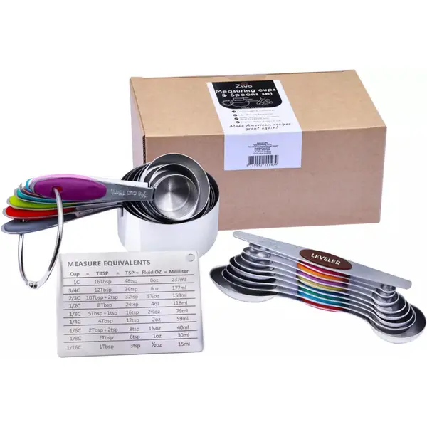 Ziva - Delux Measuring set - Stainless steel (18pc)